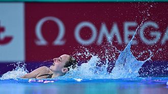Netherland's Marloes Steenbeek competes in the final of the women's solo technical artistic swimming event during the 2024 World Aquatics Championships at Aspire Dome in Doha on February 3, 2024. 
Manan VATSYAYANA / AFP