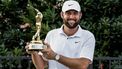 epa11227150 Scottie Scheffler of the US smiles as he holds the trophy after winning The Players Championship golf tournament, in Ponte Vedra Beach, Florida, USA, 17 March 2024. This is the second year in a row for Scottie Scheffler to win The Players.  EPA/ERIK S. LESSER