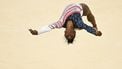 US' Simone Biles competes in the floor exercise event of the artistic gymnastics women's team final during the Paris 2024 Olympic Games at the Bercy Arena in Paris, on July 30, 2024. 
Paul ELLIS / AFP