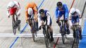 APELDOORN - Jeffrey Hoogland komt te kort op de finish van de 1/2 finale keirin mannen op de laatste dag van de EK baanwielrennen in het Apeldoornse Omnisportcentrum. ANP VINCENT JANNINK