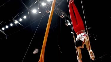 epa12472396 Daiki Hashimoto of Japan performs on the Rings during the Men's Artistic Gymnastics All-Around Final at the FIG Artistic Gymnastics World Championships 2025 in Jakarta, Indonesia, 22 October 2025.  EPA/MAST IRHAM