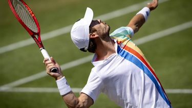 2023-06-17 13:08:18 ROSMALEN - Wesley Koolhof (NED) en Neal Skupski (GBR) in actie tegen Gonzalo Escobar (ECU) en Aleksandr Nedovyesov (KAZ) tijdens de finale heren dubbel van het Libema Open tennis toernooi in Rosmalen. ANP SANDER KONING