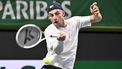 epa11669065 Tallon Griekspoor of the Netherlands in action during the semi final BNP Paribas Nordic Open ATP tennis singles match against Grigor Dimitrov of Bulgaria at the Royal Tennis Hall, in Stockholm, Sweden, 19 October 2024.  EPA/Claudio Bresciani/TT SWEDEN OUT