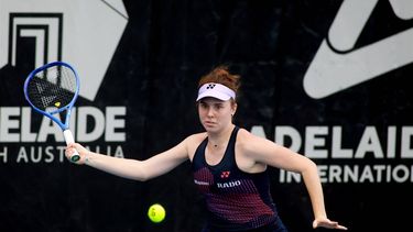 This handout photo released by Tennis Australia on January 7, 2025, shows Czech Republic’s Linda Noskova hits a return against Greece’s Maria Sakkari during their women's singles match at the Adelaide International tennis tournament in Adelaide. 
Kelly BARNES / TENNIS AUSTRALIA / AFP