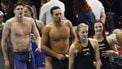 epa12272988 (L-R) Caspar Corbeau, Kai van Westering, Marrit Steenbergen and Tessa Giele of Team Netherlands after the Mixed 4x100m Medley Relay Swimming finals at the World Aquatics Championships Singapore 2025 in Singapore, 30 July 2025.  EPA/RUNGROJ YONGRIT