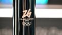 epa12031331 The Milano-Cortina 2026 Winter Olympics torch is displayed during its unveiling at Expo Osaka 2025 in Osaka, Japan, 14 April 2025  EPA/ALESSANDRO DI MEO