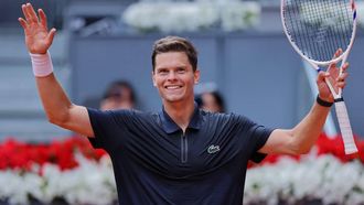 Belgium's Alexander Blockx celebrates beating Norway's Casper Ruud during their 2026 ATP Tour Madrid Open tennis tournament quarter-final singles match at the Caja Magica in Madrid, on April 30, 2026. 
Thomas COEX / AFP
