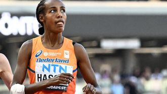 2023-08-20 17:21:58 Netherlands' Sifan Hassan reacts after the women's 1500m semi-final during the World Athletics Championships at the National Athletics Centre in Budapest on August 20, 2023. 
Jewel SAMAD / AFP
