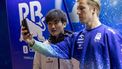 epa11733979 Japanese driver Yuki Tsunoda (L) of Racing Bulls and New Zealand's Formula One driver Liam Lawson of Racing Bulls film a message prior to free practice session 1 for the Formula One Las Vegas Grand Prix in Las Vegas, USA, 21 November 2024. The 2024 Formula One Las Vegas Grand Prix is held at the Las Vegas Strip Circuit on 24 November.  EPA/SHAWN THEW