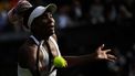 2023-07-03 20:03:32 US player Venus Williams returns the ball to Ukraine's Elina Svitolina during their women's singles tennis match on the first day of the 2023 Wimbledon Championships at The All England Tennis Club in Wimbledon, southwest London, on July 3, 2023.  
Daniel LEAL / AFP