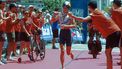 2023-07-16 12:40:06 epa10749492 Els Visser of the Netherlands competes in the Ironman Vitoria-Gasteiz triathlon race in Vitoria, Basque country, Spain, 16 July 2023.  EPA/David Aguilar