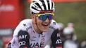 Team UAE's Spanish rider Marc Soler reacts to winning the 14th stage of the Vuelta a Espana cycling tour, a 135 km race between Aviles and La Farrapona in Somiedo, on September 6, 2025.   
Miguel RIOPA / AFP