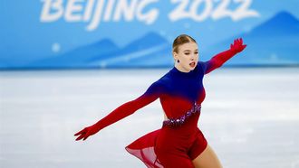 2022-02-17 18:32:14 BEIJING - Kunstschaatsster Lindsay van Zundert tijdens de finale van het kunstrijden op het onderdeel vrije kur, op de Olympische Spelen in Beijing. ANP KOEN VAN WEEL