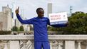 Kenya's Kelvin Kiptum celebrates winning the 2023 Bank of America Chicago Marathon in Chicago, Illinois, in a world record time of two hours and 35 seconds on October 8, 2023.  
KAMIL KRZACZYNSKI / AFP
