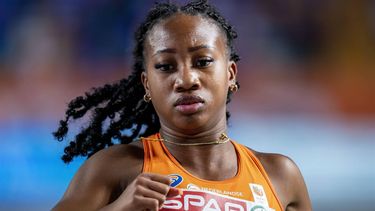 2023-03-03 19:15:17 ISTANBUL - N'Ketia Seedo in actie op 60 meter op de tweede dag van het EK atletiek indoor in Turkije. ANP RONALD HOOGENDOORN