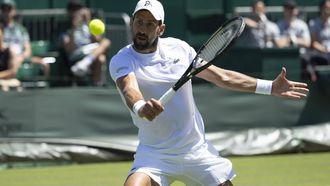 epa12200903 Novak Djokovic of Serbia in action during a practice session ahead of the All England Lawn Tennis Championships in Wimbledon, London, Britain, 27 June 2025. The Wimbledon Championships 2025 will be played from 30 June to 13 July 2025.  EPA/PETER KLAUNZER EDITORIAL USE ONLY, NO SALES, NO ARCHIVES