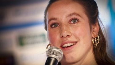 HEERENVEEN - Suzanne Schulting tijdens de presentatie van de rijders van TeamNL Shorttrack seizoen 2023-2024. ANP VINCENT JANNINK
