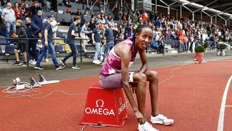 HENGELO - Sifan Hassan (NED) in actie op de 1500 meter tijdens de FBK Games. ANP VINCENT JANNINK