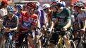 Overall leader Team Movistar's Spanish rider Enric Mas (L) speaks with points leader Team Visma-Lease a bike's Belgian rider Wout van Aert before the start of the 20th stage of the Vuelta a Espana 2026 cycling tour, a 186,8 km race between La Calahorra and Collado del Alguacil, on September 12, 2026.  
JORGE GUERRERO / AFP