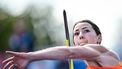 Netherlands' Emma Oosterwegel competes in the women's heptathlon javelin throw groups A and B during the European Athletics Championships at Alexander Stadium in Birmingham on August 15, 2026. 
Ben STANSALL / AFP