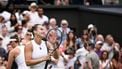 Belarus's Aryna Sabalenka celebrates after winning against Belgium's Elise Mertens during their women's singles fourth round tennis match on the seventh day of the 2025 Wimbledon Championships at The All England Lawn Tennis and Croquet Club in Wimbledon, southwest London, on July 6, 2025. 
Kirill KUDRYAVTSEV / AFP
