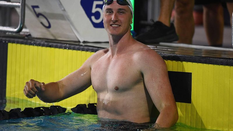 epa12587108 Cameron McEvoy of Australia reacts after winning the Men's 25m freestyle event during the Australia v The World swimming meet at The Valley Pool in Brisbane, Australia 12 December 2025.  EPA/JONO SEARLE  AUSTRALIA AND NEW ZEALAND OUT EDITORIAL USE ONLY