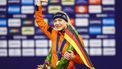 INZELL - Wereldkampioen Joy Beune (NED) tijdens de huldiging van het wereldkampioenschap schaatsen allround in de Max Aicher Arena in het Duitse Inzell. ANP VINCENT JANNINK