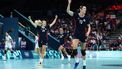 Norway's right back #25 Henny Reistad (L), Norway's left wing #23 Camilla Herrem (C) and Norway's pivot #13 Kari Brattset Dale react during the women's Gold Medal handball match between Norway and France of the Paris 2024 Olympic Games, at the Pierre-Mauroy stadium in Villeneuve-d'Ascq, northern France, on August 10, 2024. 
Sameer AL-DOUMY / AFP