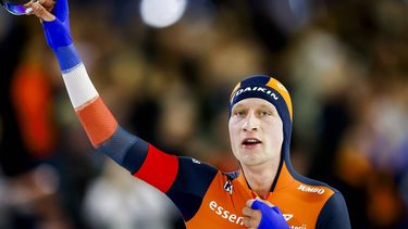 HEERENVEEN - Beau Snellink (Nederland) reageert na de 5000 meter allround voor mannen tijdens de tweede dag van de ISU EK Allround & Sprint in Thialf. ANP VINCENT JANNINK