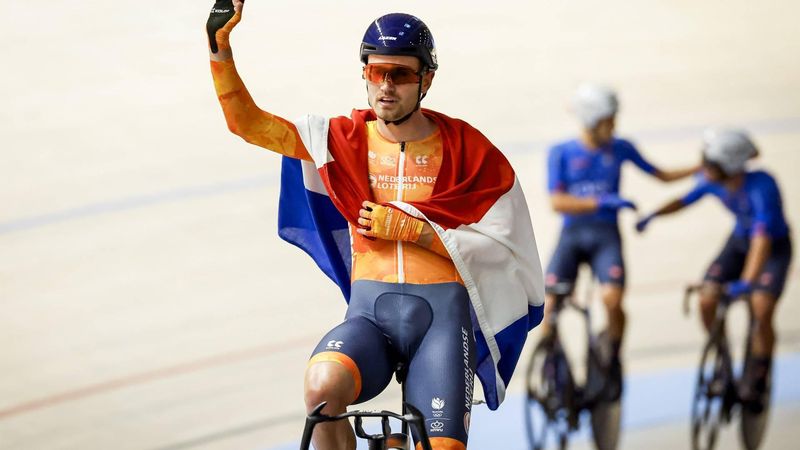 HEUSDEN-ZOLDER - Baanwielrenner Yanne Dorenbos wint de Madison finale tijdens de slotdag van de Europese kampioenschappen baanwielrennen in Belgie. ANP BAS CZERWINSKI