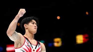 2023-10-03 22:44:00 Japan's Daiki Hashimoto reacts after competing in the Men's Team Final during the 52nd FIG Artistic Gymnastics World Championships, in Antwerp, northern Belgium, on October 3, 2023. 
Lionel BONAVENTURE / AFP