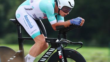 Alpecin-Deceuninck's Belgian rider Jasper Philipsen competes during stage two of the 