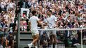 2023-07-16 19:52:00 Spain's Carlos Alcaraz (L) shakes hands with Serbia's Novak Djokovic after winning their men's singles final tennis match on the last day of the 2023 Wimbledon Championships at The All England Tennis Club in Wimbledon, southwest London, on July 16, 2023.  
Adrian DENNIS / AFP