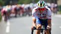 TotalEnergies' Norwegian rider Edvald Boasson-Hagen cycles ahead of the pack of riders during the 8th stage of the 110th edition of the Tour de France cycling race, 201 km between Libourne and Limoges, in central western France, on July 8, 2023. 
Anne-Christine POUJOULAT / AFP