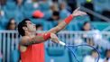 epa11979589 Jaume Munar of Spain in action against Daniil Medvedev of Russia during their Men’s Singles second round match at the 2025 Miami Open tennis tournament, in Miami, Florida, USA, 21 March 2025.  EPA/CRISTOBAL HERRERA-ULASHKEVICH