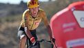 Team Uno-X's Norwegian rider Tobias Johannessen approaches the finish line during the 20th stage of the Vuelta a Espana 2026 cycling tour, a 186,8 km race between La Calahorra and Collado del Alguacil, on September 12, 2026.  
JORGE GUERRERO / AFP