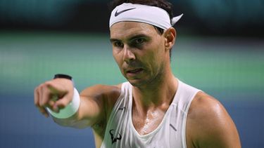 Spain's Rafael Nadal gestures during a training ahead of the Davis Cup tennis tournament finals, at the Palacio de Deportes Jose Maria Martin Carpena in Malaga, on November 18, 2024. 
JORGE GUERRERO / AFP