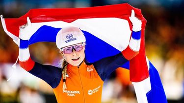HEERENVEEN - Marijke Groenewoud in actie op de massastart op de EK afstanden. ANP IRIS VAN DEN BROEK