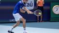 epa11244882 Daniil Medvedev of Russia in action against Dominik Koepfer of Germany during their men's round of 16 tennis match at the 2024 Miami Open tennis tournament, in Miami, Florida, USA, 26 March 2024.  EPA/CRISTOBAL HERRERA-ULASHKEVICH