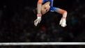 Netherlands' Naomi Visser competes in the uneven bars event of the artistic gymnastics women's qualification during the Paris 2024 Olympic Games at the Bercy Arena in Paris, on July 28, 2024. 
Paul ELLIS / AFP