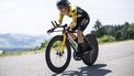 epa10698100 Amber Kraak from the Netherlands of Team Jumbo-Visma during the second stage, a 25,7km time trial from St. Gallen to Abtwil, at the 3rd Tour de Suisse UCI WorldTour cycling women's race, Switzerland, 18 June 2023.  EPA/GIAN EHRENZELLER