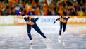 HEERENVEEN - Antoinette Rijpma-De Jong (Nederland) en Joy Beune (Nederland) in actie op de 1500 meter allround voor vrouwen op de slotdag van de ISU EK Allround en Sprint in Thialf. ANP KOEN VAN WEEL