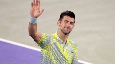 2023-03-01 14:13:49 Serbia's Novak Djokovic reacts during his Dubai Duty Free Tennis Championship match against Netherlands' Tallon Griekspoor (unseen) in Dubai on March 1, 2023.  
Karim SAHIB / AFP