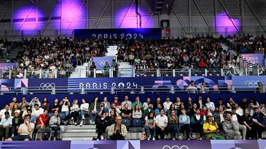 Spectators gather to watch the women's 60kg preliminaries round of 32 boxing match between Taiwan's Wu Shih-yi and South Korea's Oh Yeon-ji during the Paris 2024 Olympic Games at the North Paris Arena, in Villepinte on July 27, 2024. 
MOHD RASFAN / AFP