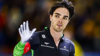 HEERENVEEN - Patrick Roest reageert na de 500 meter tijdens de eerste dag van het Nederlandse kampioenschap allround schaatsen in Thialf. ANP VINCENT JANNINK
