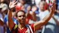 epa11505842 Rafael Nadal of Spain waves to the spectators after losing the Men's Singles second round match against Novak Djokovic of Serbia at the Tennis competitions in the Paris 2024 Olympic Games, at the Roland Garros in Paris, France, 29 July 2024.  EPA/FRANCK ROBICHON