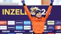 epa11209088 First placed Joy Beune of Netherlands celebrates on the podium after the Women’s 3000m AllRound event at the ISU World Speed Skating Allround & Sprint Championships in Inzell, Germany, 09 March 2024.  EPA/ANNA SZILAGYI