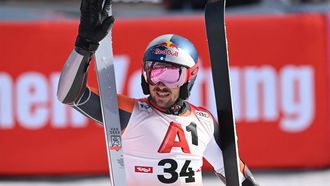 Netherland's Marcel Hirscher reacts after the second run of the men's Giant Slalom of the FIS Alpine Ski World Cup in Soelden, Austria, on October 27, 2024. 
KERSTIN JOENSSON / AFP
