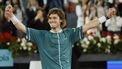 epa11320517 Andrey Rublev of Russia celebrates winning his men's single final match against Felix Auger-Aliassime of Canada at the Madrid Open tennis tournament in Madrid, Spain, 05 May 2024.  EPA/Chema Moya