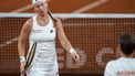 2020-02-08 18:11:05 Dutch Kiki Bertens and Demi Schuurs in action against Aryna Sabalenka and Aljaksandra Sasnovitsj from Belarus in the decisive doubles during their Fed Cup qualifier match in The Hague, Netherlands, 08 Februa​ry 2020. ANP RONALD HOOGENDOORN